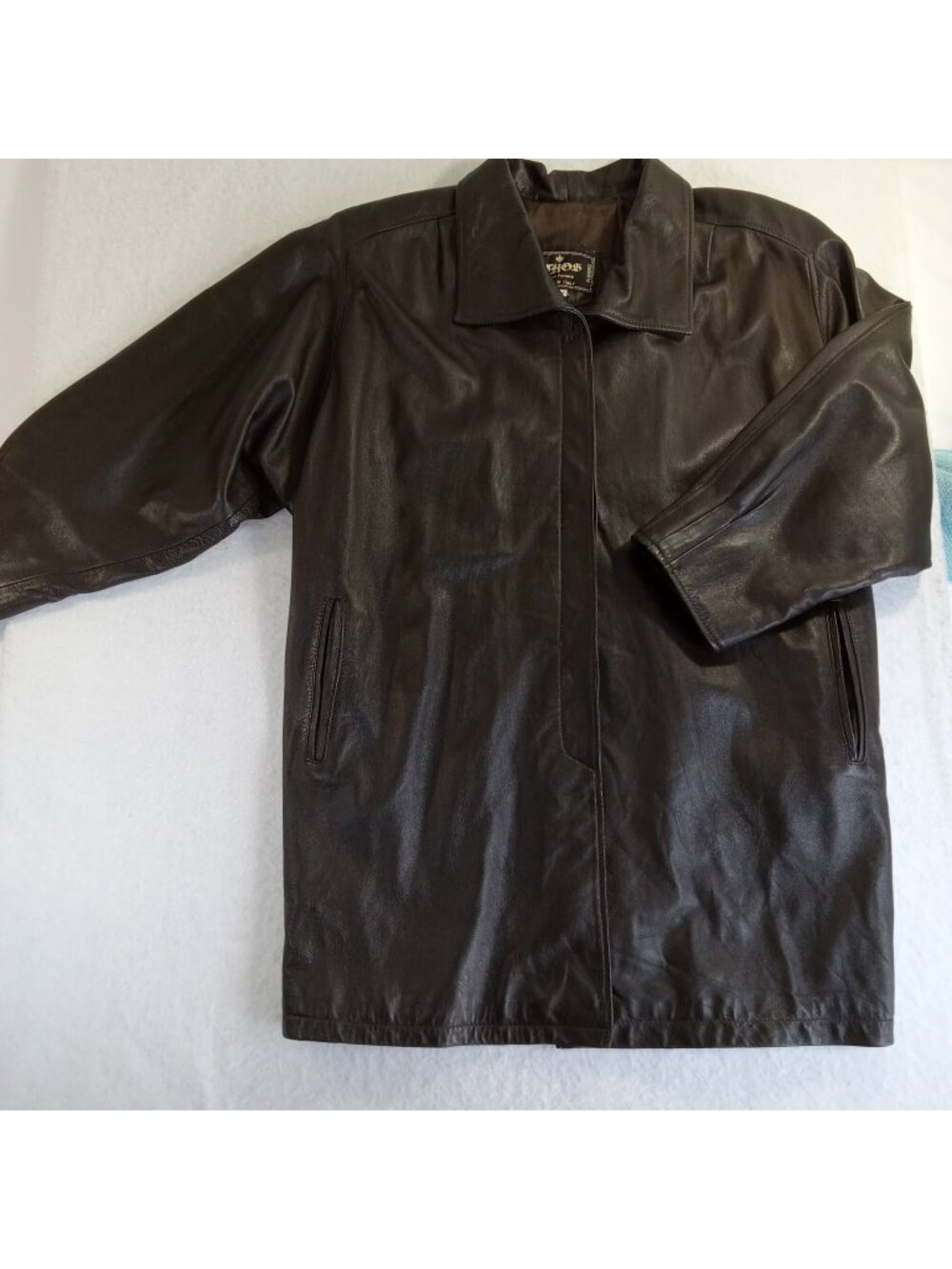 Athos Italian Women's Brown Lambskin Leather Car Coat Size Medium M